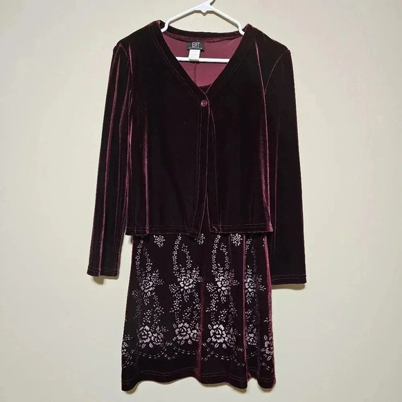 Vintage Y2K Maurices ENT Entrancy Velour Velvet Dress / Cardigan Size Medium - Picture 1 of 13